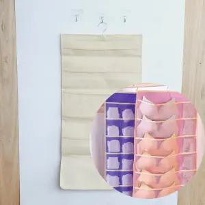 옷걸이형 양면 칸막이 포켓 속옷 양말 팬티 브래지어 언더웨어 공간절약 수납 옷장 정리 걸이 수납함