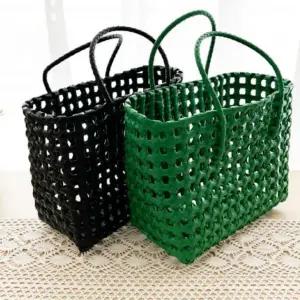 [하프클럽/]다용도 데일리 장바구니 피크닉 쇼핑 격자 토트백 가방