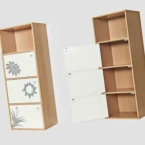 [하프클럽/]우드 수납장 화이트 도어형 4단 모던 원목