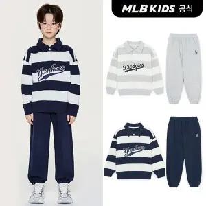 [MLB키즈](공식)26SS 스포티브 바시티 럭비 스트라이프 카라 맨투맨세트 (2color) 7AS2V0261