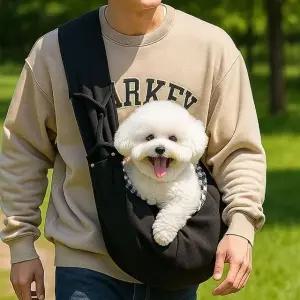 강아지 체크 슬링 크로스백 반려동물 외출 이동가방 (WFKBAKT)