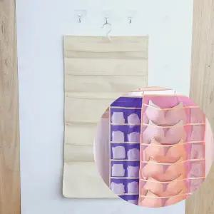 옷걸이형 칸막이 포켓 속옷 양말 팬티 브래지어 언더웨어 공간절약 수납 옷장 정리 걸이 수납함