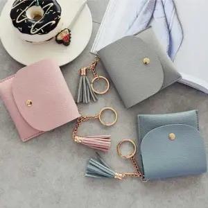 [하프클럽/]미니 카드지갑 파스텔 반지갑 키링 태슬
