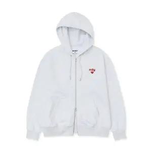 [널디](대전신세계)하트 로고 후디 집업 멜란지화이트 PNEF25HD0146