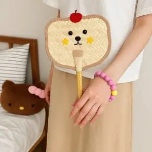 고품질 귀여운 표정 야생초 부채(곰돌이) 핸드메이드 손부채 (WFKDTNY)