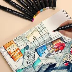 디자인용마카펜 터치 마커 세트 컬러터치펜 80색트윈마카 80컬러 (WFKC4WL)