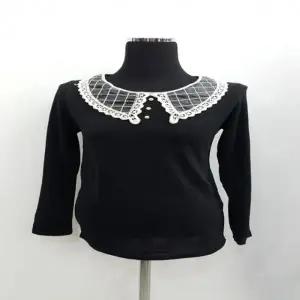 F79013 카라 자수 데일리 라운드 니트 티