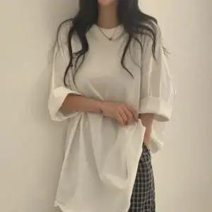 라렌 화이트 롱티 여성 빅사이즈 7부소매 면 임부복 66 77 88 루즈핏 오버핏 임산부옷 면티