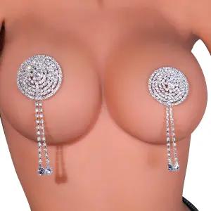 쿠스미어 라인스톤 태셀 니플 페이스티스 바디 체인 커버 스티커 크리스탈 가슴 여성용