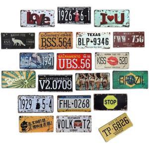 외국차 번호판 빈티지 레트로 프레임 무작위로 10개 페인팅 장식 술집 p14 차량