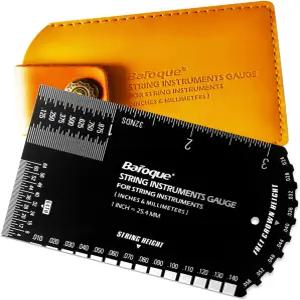 바로크 스트링 액션 게이지 정밀 기타 자 다기능 설정 키트 도구 가죽 케이스 폴리싱 엣지 블랙