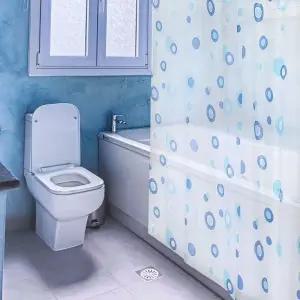 땡땡이 반투명 샤워 커튼 블루 소 욕실커튼 방수커튼