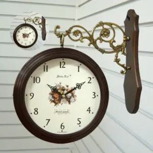 (제스트)무소음 월넛 GB2213 장미 양면 메탈 주석 한국 벽시계