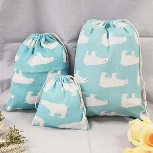 화장품파우치 여행파우치 린넨 파란곰 세트 캐리어정리