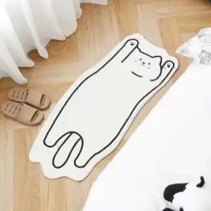 거실 주방 바닥 발 매트 소형 러그 만세 고양이 데코 (WFKHEFI)