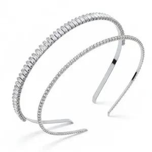 사이즈별 지르코니아 실버 큐빅 레이어드 심플 머리띠