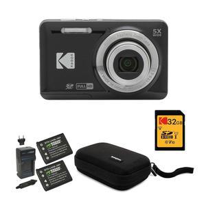 32GB SD 카드, 카메라 케이스, 배터리 여행용 충전기가 포함된 코닥 픽스프로 친화적인 줌 FZ55 디지털 카메라(블랙) 번들(4개 품목)