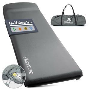 하이켄츄어 캠핑용 셀프 인플레이팅 수면 패드, 베개 포함 3인치 초두꺼운 캠핑 9.5 R-값 단열 매트리스, 자동차, 텐트, 간이 침대용 4계절 폼 매트