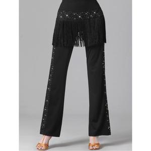 댄스복 의상 라틴 팬츠 하이웨이스트 줌바 연습복 사교 모던 공연복 살사 스탠다드 반짝이 라인 댄스