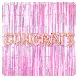 (PW) (은박풍선축하로즈골드커튼메탈핑크세트) 파티 장식 생일 수술 벽장식 용품 레터링