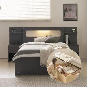 [상일리베가구] 세렌 리프트업 LED 수납 침대+독립 매트리스 세트 SS