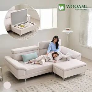 우아미가구 서온 4인용 패브릭 황토볼 온열 온도조절 흙소파+스툴