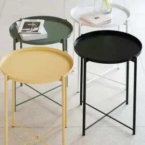 철제 원형 사이드테이블 간이 협탁 쇼파 보조 테이블 폭좁은 화분 트레이