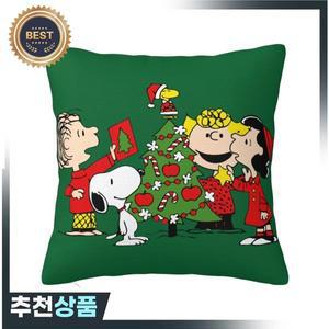 땅콩 크리스마스 그룹 스누피 베개 커버 인쇄 폴리 에스터 쿠션 장식 홈 스퀘어 45X45cm