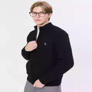 [국내백화점]  헤지스 맨 [24FW] [스테디셀러] 블랙 짜임 울혼방 집업니트 WHSW4D328BK 부드럽고 편안한