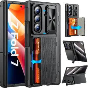 삼성 갤럭시 Z 폴드 7 카드 홀더 포함 케이스 [카메라 커버] [RFID 차단] [힌지 [듀얼 스탠드] 내구성이