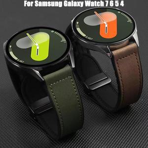 삼성 갤럭시 워치 7 6 5 4 40mm 44mm용 20mm 22mm 가죽 실리콘 스트랩, 갤럭시 워치 4/6 클래식용 마그네틱