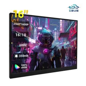 휴대용모니터 포터블 보조 모니터 ZSUS 16인치 2K 휴대용 100sRGB 1600P IPS 스크린 여행용 게임용 컴퓨터