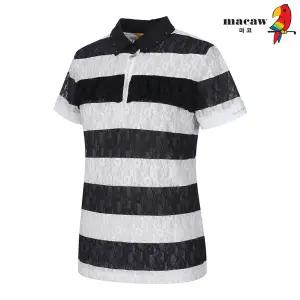 [마코] 여성레이스투톤배색카라반팔티셔츠_MMW2TS15