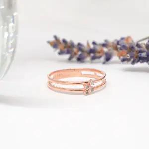 [오팔하우스] 14k 두 줄 큐빅 반지 OPDJR5319