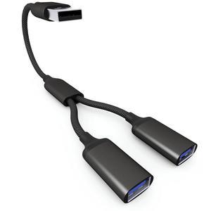 USB 스플리터 케이블 1인치 2인치 1FT, 2.0 남성에서 듀얼 여성 연장 코드, 노트북, PC/컴퓨터, 데스크톱, 키보드/마우스, LED, TV, 프린터, Xbox / PS4 PS5용 더블 데이터+차저 Y 스플릿 어댑터 USBA 포트 허브