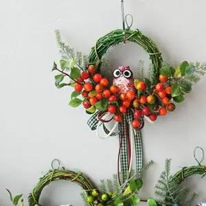 조화 플라워 리스 가랜드 부엉이 벽걸이 미니열매