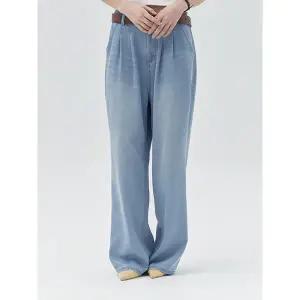 [키르시](대전신세계) 플레인 쿨 와이드핏 데님 팬츠 [라이트 블루]