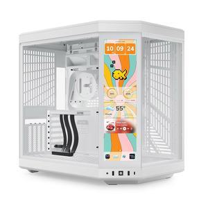Hite Y70 터치 인피니트 듀얼 챔버 ATX 미드 타워 모던 에스테틱 케이스, 통합 2.5K LCD 터치스크린