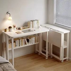 A. 슬림 이동식 바퀴달린 접이식책상 원룸 이동형 창가 책상 간이 흰색 60x40