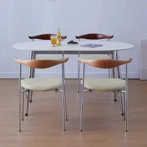 스칸디 크롬 멜로우 1400 4인 사각/타원 세라믹 식탁세트