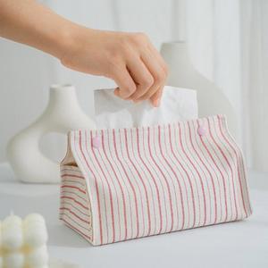 세련된 데스크탑 티슈 정리함 패브릭 데코 천연 린넨 케이스 박스 미적 커버 냅킨 홀더 자동차 테이블