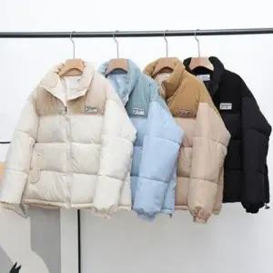 캐주얼패션 세련된 은은한 여성점퍼 패션 질감 배색 골덴 점퍼 디자은 겨울패딩