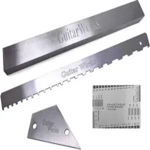 TUOREN 4피스 기타 루시에 도구 세트 일방적 노치 넥 스트레이트 엣지 스트링 액션 게이지 자 프렛 로커