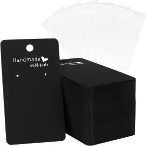 조이크래프트 100개 귀걸이 디스플레이 카드 가방 포함 2x3.5인치 홀더 블랙 핸드메이드와 러브 주얼리