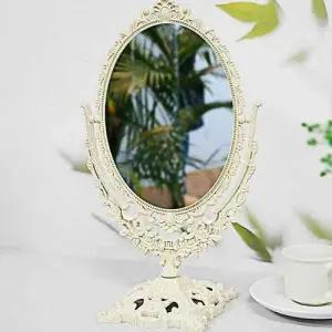 거울 빈티지 양면 스탠드 탁상용 유럽풍 공주 화장 WFLXUP0