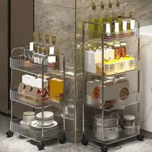 투명 이동식 트롤리 틈새 진열장 이동식트롤리 틈새선반 이동식선반