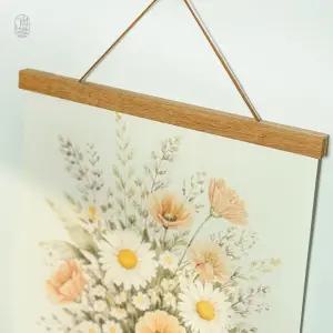 원목 행잉 양면족자 / 브라운 포스터 벽걸이 달력 나무액자 전통 족자 걸이