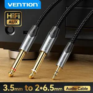 Vention 3.5mm  이중 6.5mm TRS 케이블 AUX 어댑터 오디오 케이블 6.5 잭-스테레오 3.5 잭믹서 앰프용 6.35