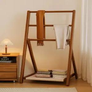 원목 사다리형 옷걸이 디자인 조립식 원룸 내추럴 스탠드
