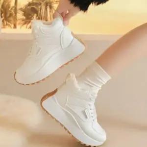 여성용 털내장 일상 포근한 키높이 하이탑 운동화